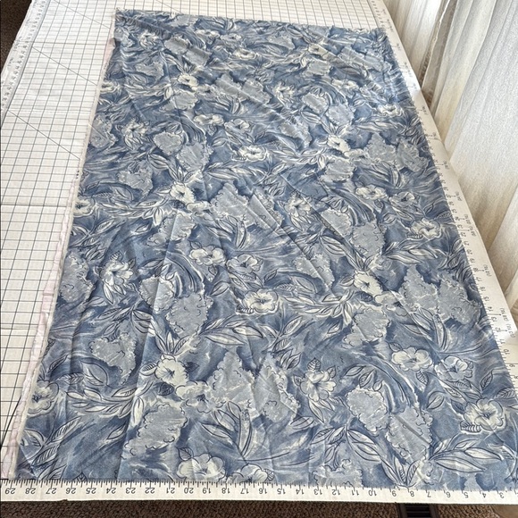 1.5 Yards 56” Gray/Blue Floral Semi-Sheer Polyester Fabric - Picture 5 of 12